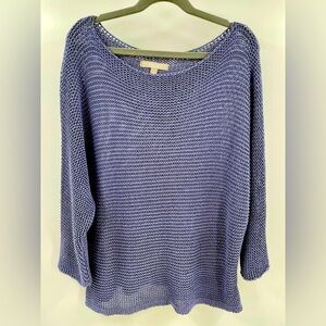 Carina Ricci Made in Italy Open Weave Dolman 3/4 Sleeve Dusty Purple Sweater Top